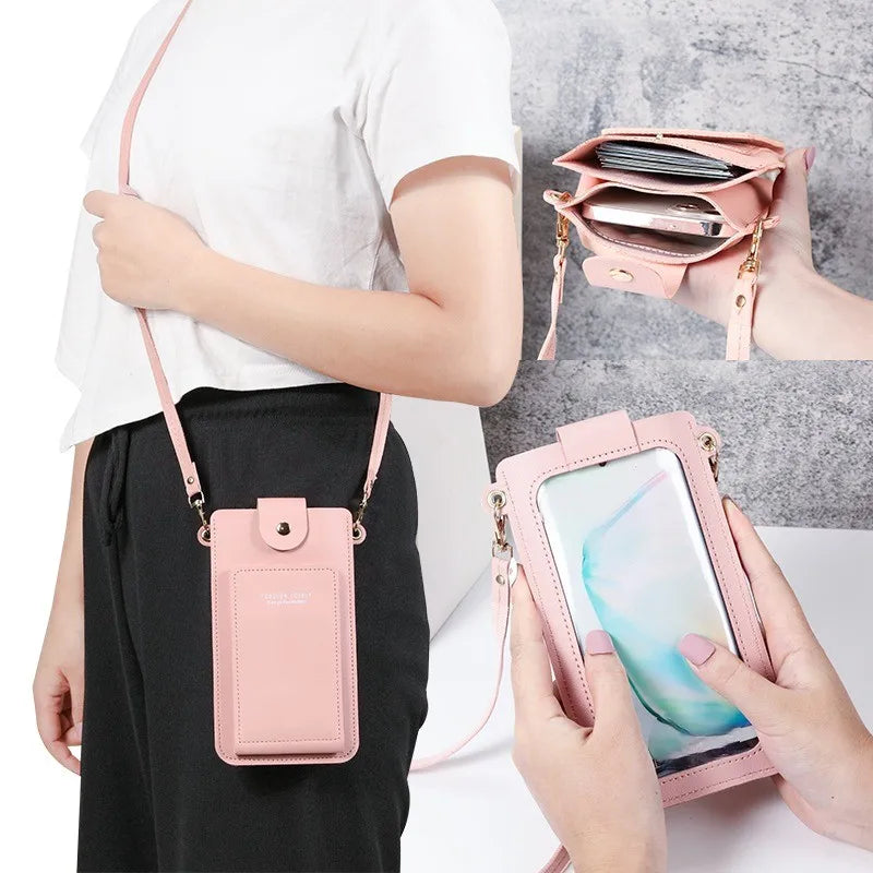 Solid Color Minimalist Shoulder Crossbody Phone Bag – Women's Card & Driver's License Wallet