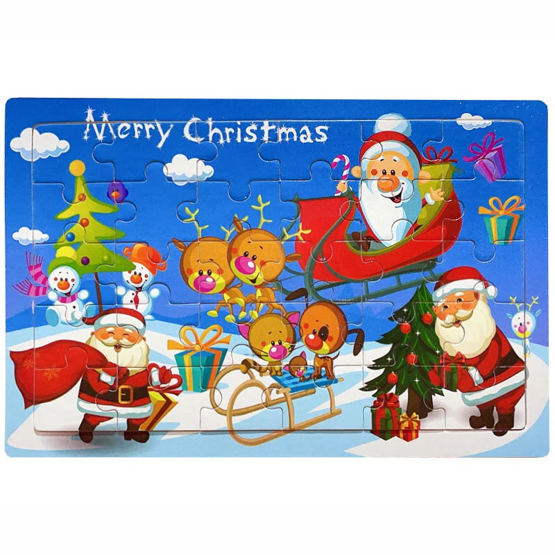 30-Piece Wooden Jigsaw Puzzle for Kids, Cartoon Animals & Vehicles, Early Learning Toy