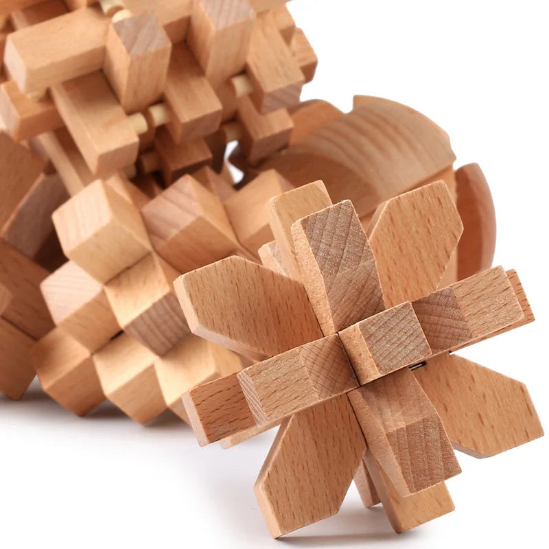 Wooden Lu Ban Brain Teaser 3D Puzzle – Educational Logic Game for Kids & Adults