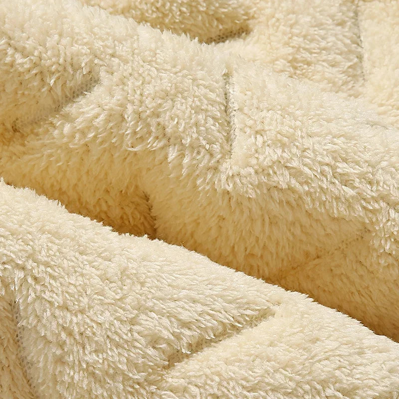 Men's Thermal Fleece Sweatpants Plush Lambswool-Like Lined Windproof Waterproof Casual Pants