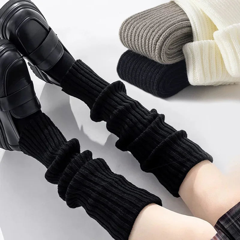 Women's Bare Heel Leg Warmers 40cm (15.7in) Knit Acrylic Boot Cuffs, Japanese Lolita Long Crochet Socks, 1 Pair