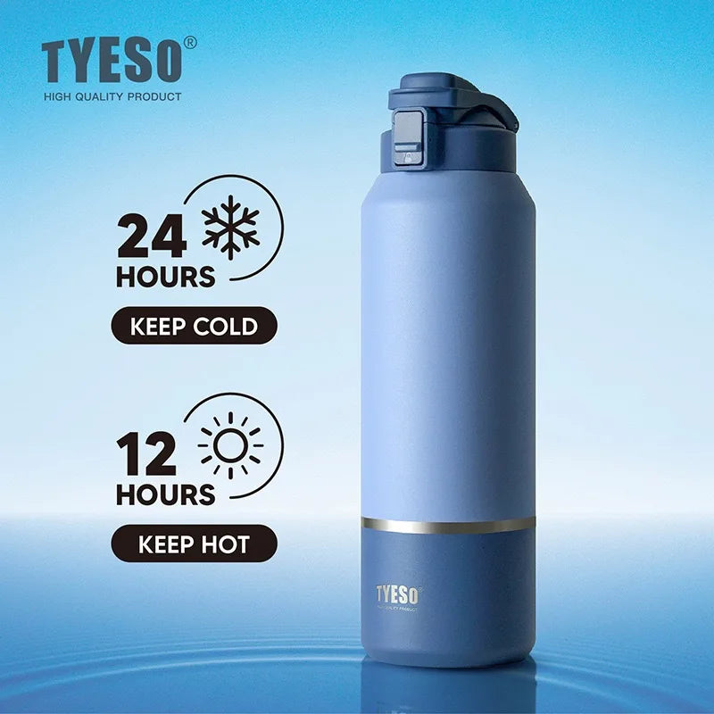 Insulated Stainless Steel Water Bottle - 40/51/68oz (1200/1500/2000ml) Travel Mug with Handle & Leak-Proof Pop-Up Lid for Hiking