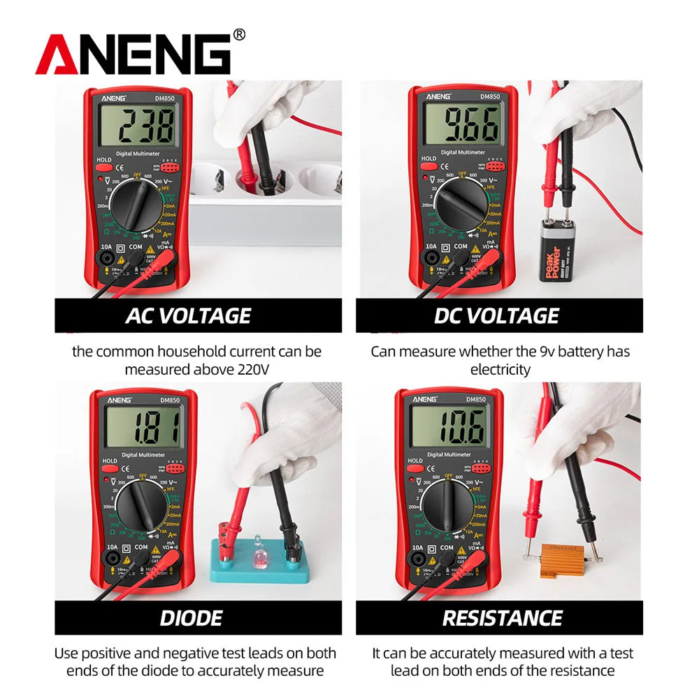 Digital Multimeter 1999-Count AC/DC Voltage Current Resistance Continuity Tester - Pocket Meter