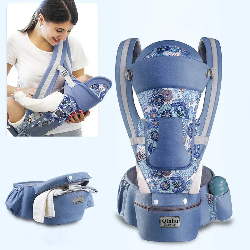Ergonomic Newborn & Infant Hipseat Baby Carrier Sling — Front & Back Facing Travel Kangaroo Wrap