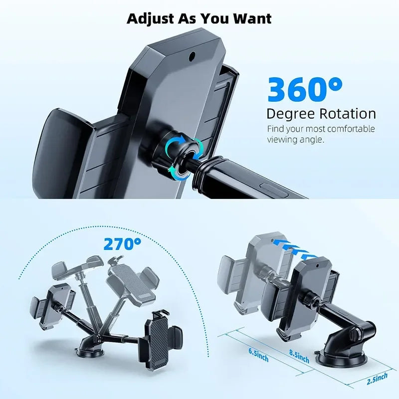 Universal Car Phone Holder - Dashboard, Windshield & Air Vent Mount with Suction and Gravity Grip for iPhone Samsung Xiaomi