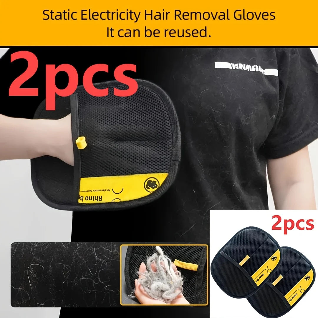 2-Pack Pet Hair Removal Gloves – Double-Sided Grooming Gloves for Cats & Dogs, Anti-Shedding Brush