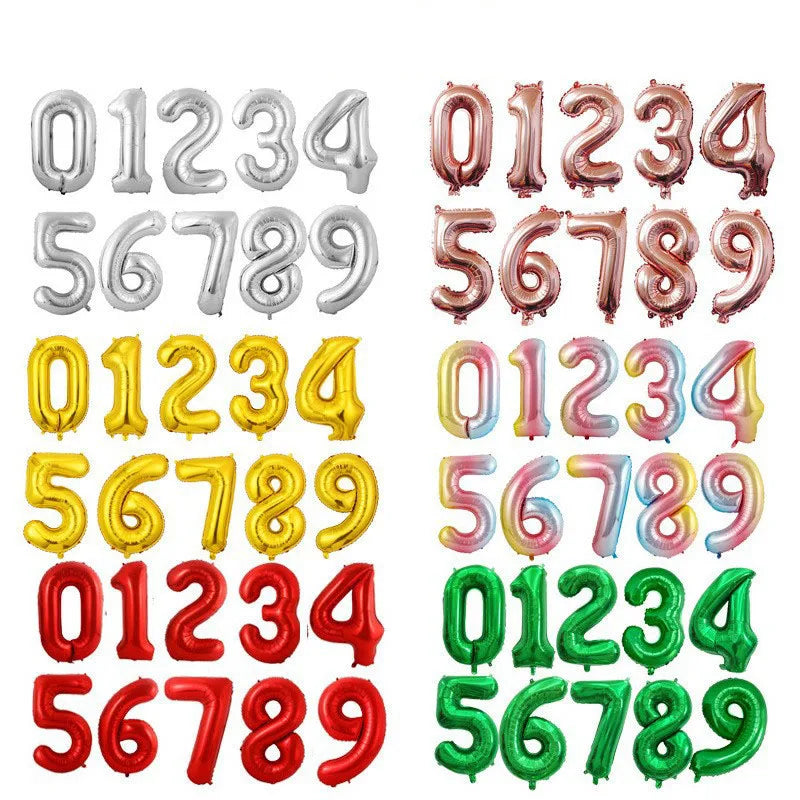 32-Inch (81 cm) Multicolor Foil Number Balloons 0-9 Helium-Compatible Birthday & Anniversary Party Decorations