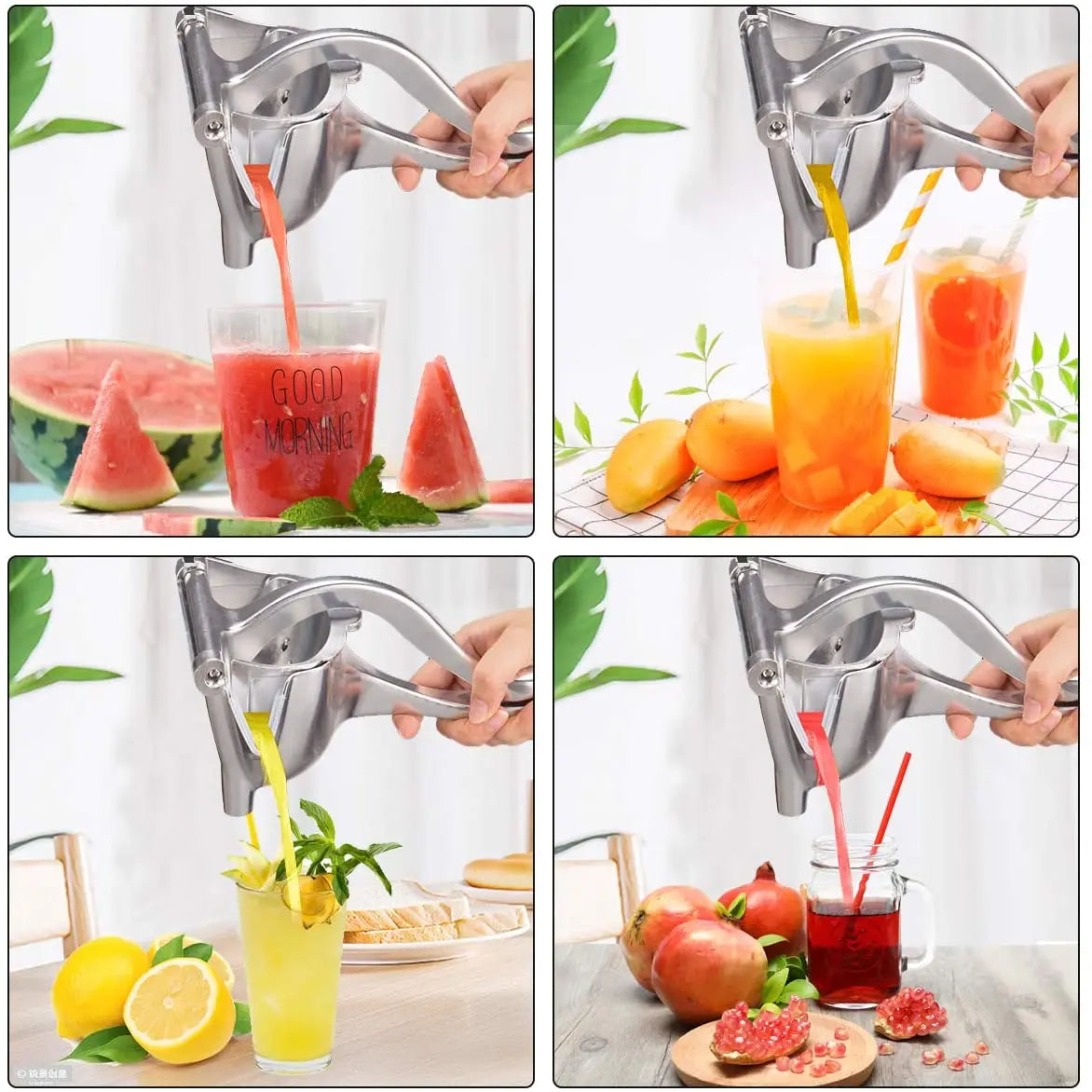 Manual Hand-Press Juice Squeezer - Aluminum Citrus & Sugarcane Juicer for Lemon, Orange, Pomegranate, Ginger
