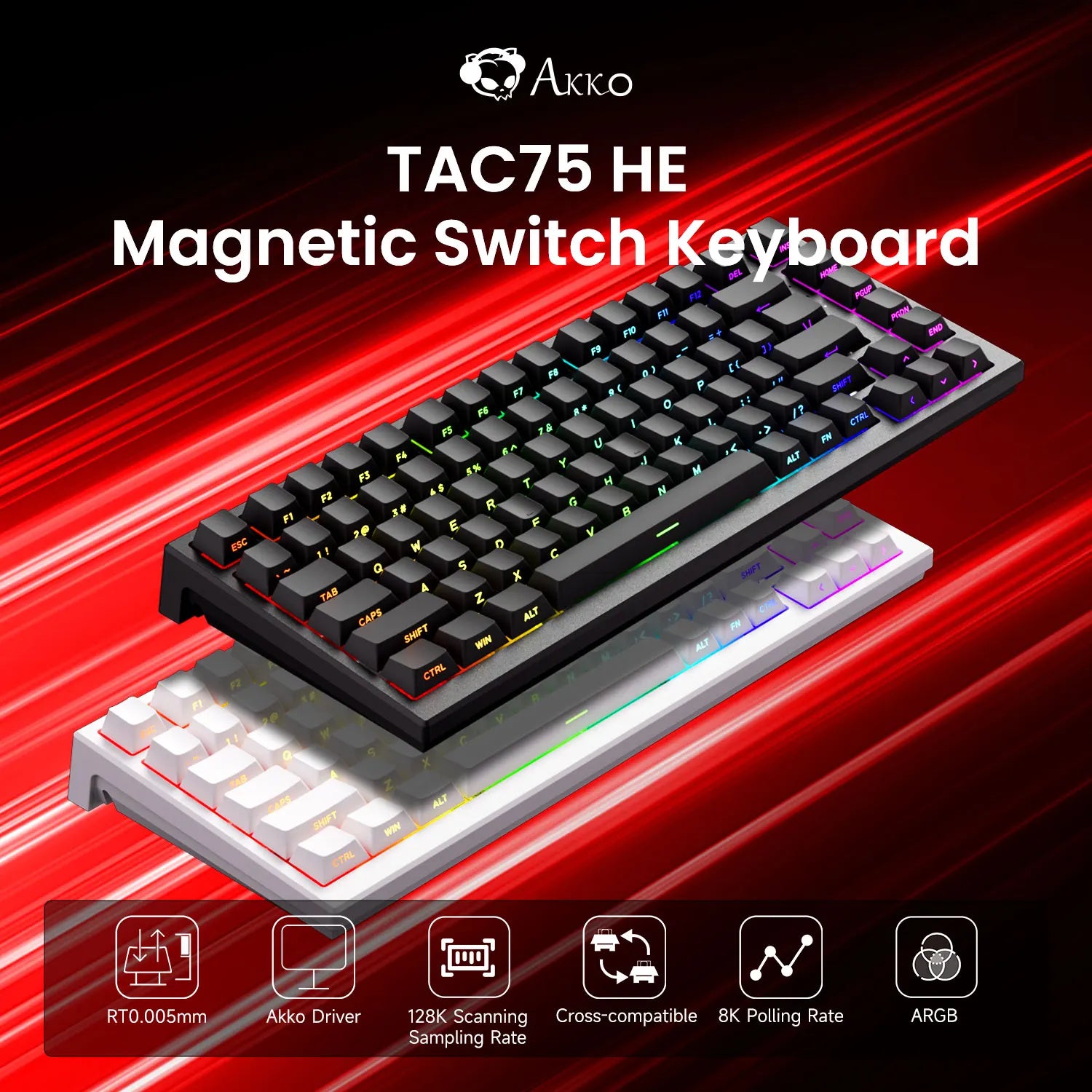 75% Magnetic-Switch Mechanical Gaming Keyboard, 83-Key Hot-Swap Wired - 8K Polling, 0.005mm Rapid Trigger, ARGB