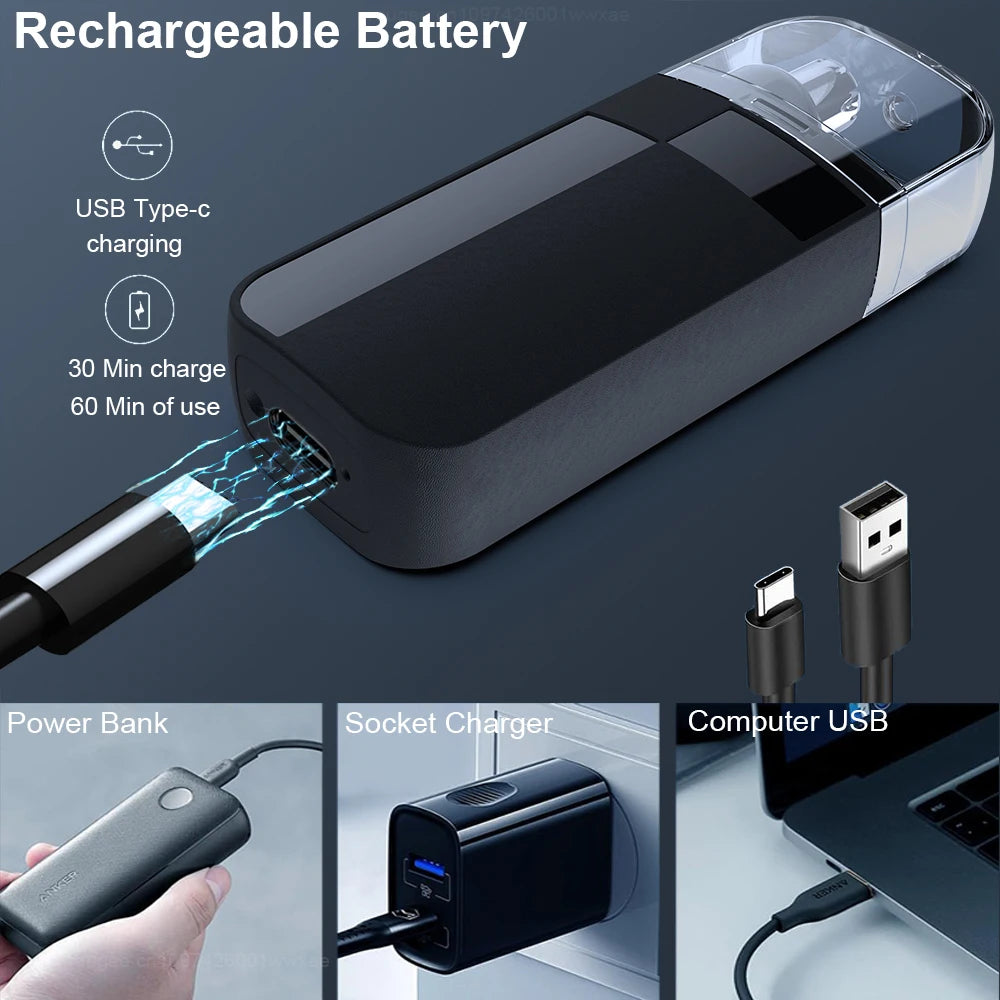 USB Rechargeable Nose & Ear Hair Trimmer - Portable Electric Mini Rotary Dual-Blade Nose Hair Remover