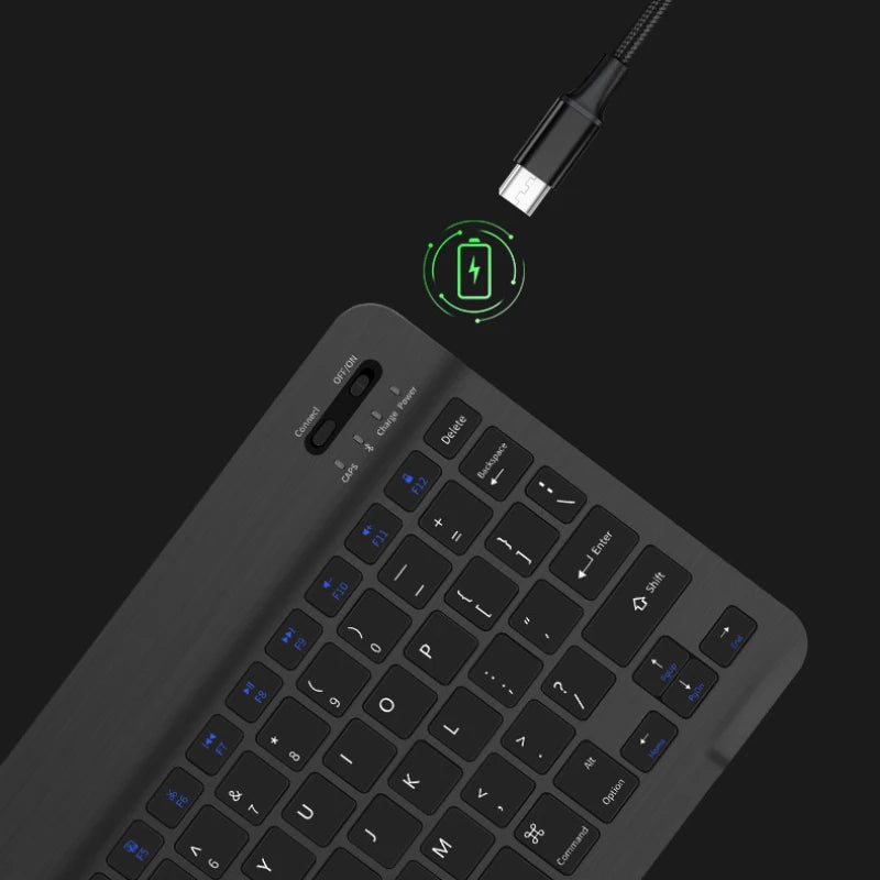 Magnetic Bluetooth Rechargeable Keyboard for 10–11.5 Inch (25–29 cm) Tablets — Fits 10", 10.2", 10.9", 11", 11.5"