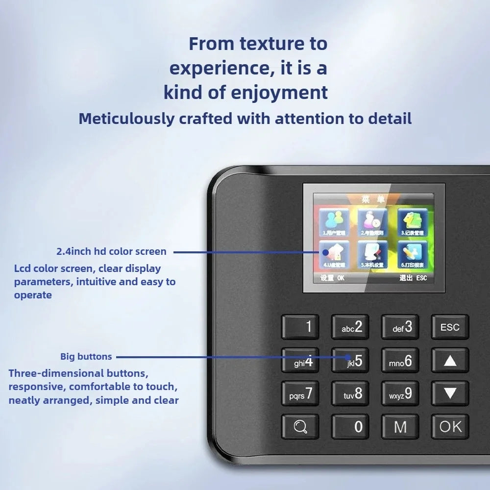 Biometric Fingerprint Time Attendance Machine - Multi-Function Employee Clock In/Out System for Office & HR