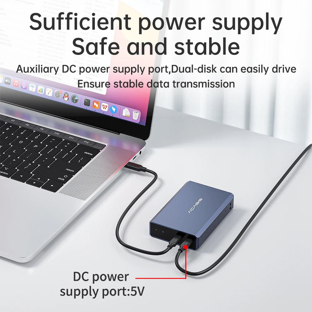 2.5-Inch (63.5 mm) Dual-Bay USB-C SATA HDD/SSD RAID Enclosure — RAID 0/1/JBOD/SPAN, Aluminum