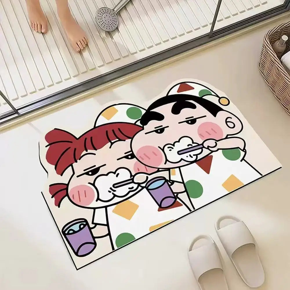 Quick-Dry Anime Shower Mat - Soft Absorbent Cartoon Bath Rug for Bathroom and Home Gift