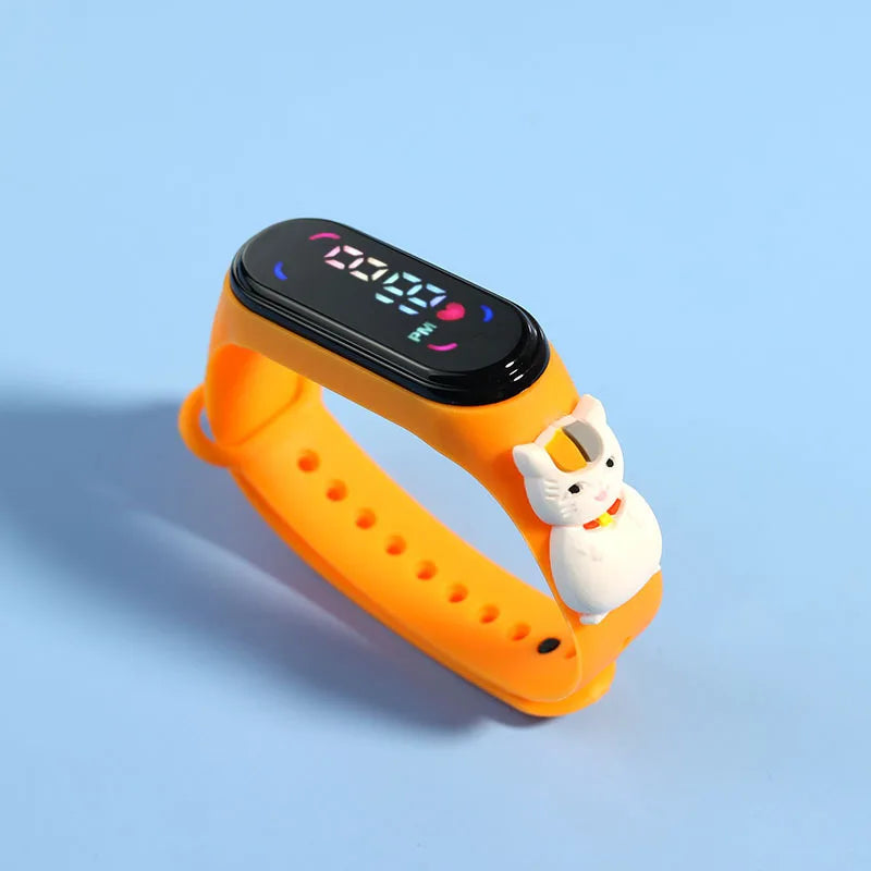 Kids LED Touch Sports Watch – Silicone Digital Bracelet, 45mm Waterproof (5ATM) Cartoon Character Design for Girls & Boys