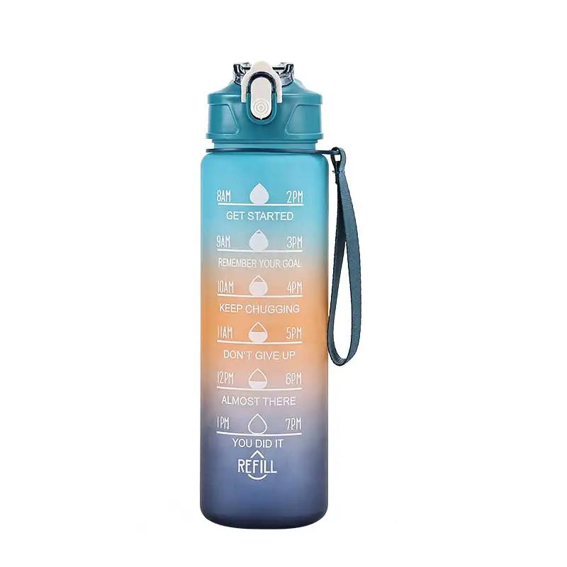 750–800ml Time-Tracking Sports Water Bottle with Straw, Leak-Proof Locking Flip Lid & Carry Strap (25–27 fl oz)