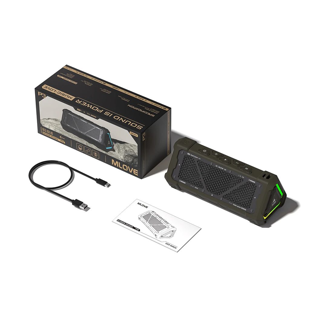 Portable Outdoor Bluetooth Speaker 40W Bluetooth 5.3 Stereo IP67 Waterproof Micro SD RGB Lights TWS