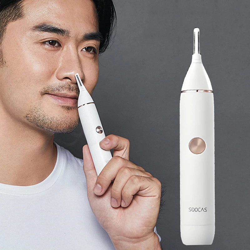 Electric Nose, Ear & Eyebrow Hair Trimmer for Men — Waterproof Battery-Operated Painless Groomer