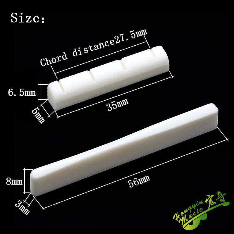 Ukulele Bone Bridge, Nut & Saddle Set - Real Bovine Bone Replacement