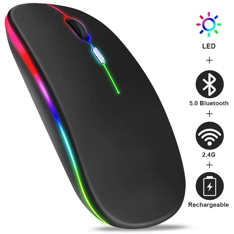 Wireless Bluetooth Gaming Mouse - RGB LED Backlit Rechargeable Ergonomic Mouse, Up to 3600 DPI for PC & Laptop
