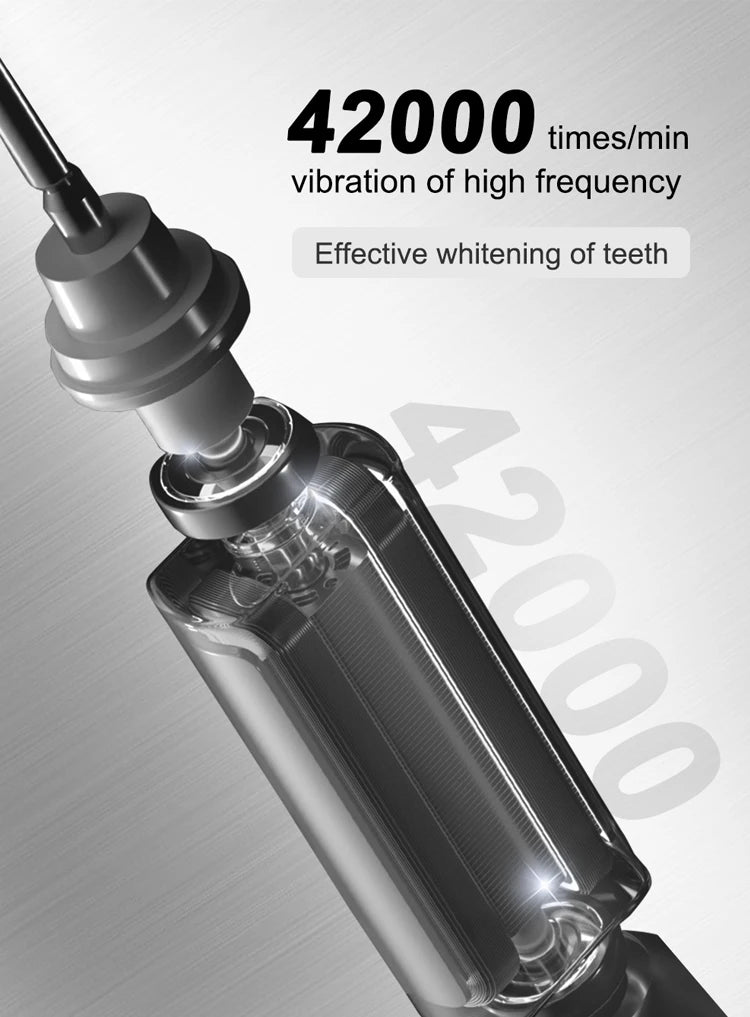 Sonic Ultrasonic Electric Toothbrush Rechargeable USB Type-C, 8 Replacement Brush Heads, Waterproof, Whitening, 5 Modes