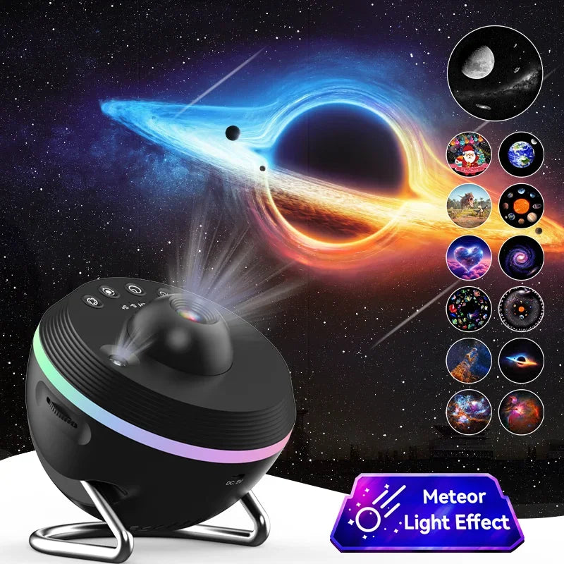 Galaxy Star Projector Night Light 12-in-1 Planetarium & Meteor Projector Rotary Space Ball USB Powered for Kids