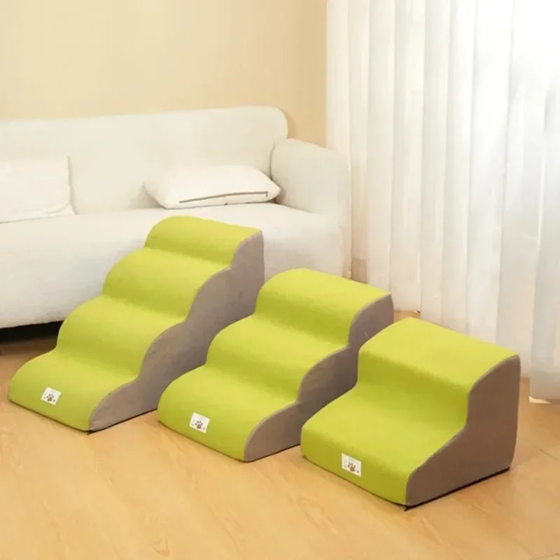 2- or 3-Step Pet Stairs for Dogs & Cats — Removable Washable Non-Slip Ramp for Sofa & Bed, PU Velvet Foam Pet Steps for Small & Senior Pets