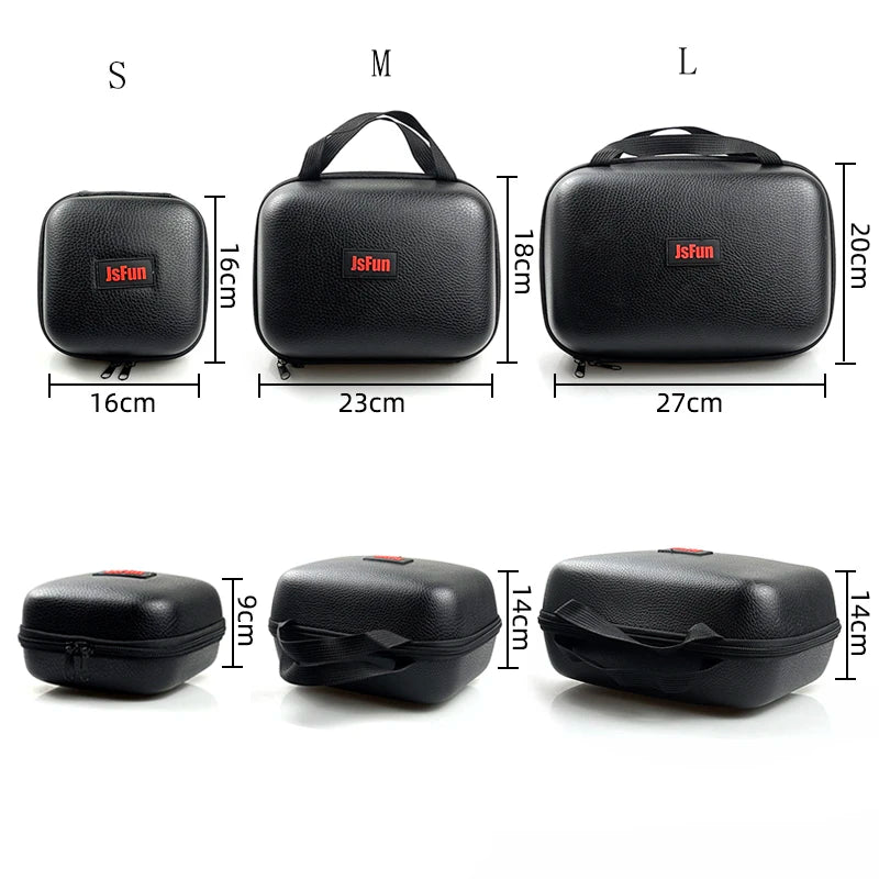 Spinning Reel Bag PU Case – Waterproof Shockproof Fishing Reel Storage (S/M/L, Fits 1–2 Reels)