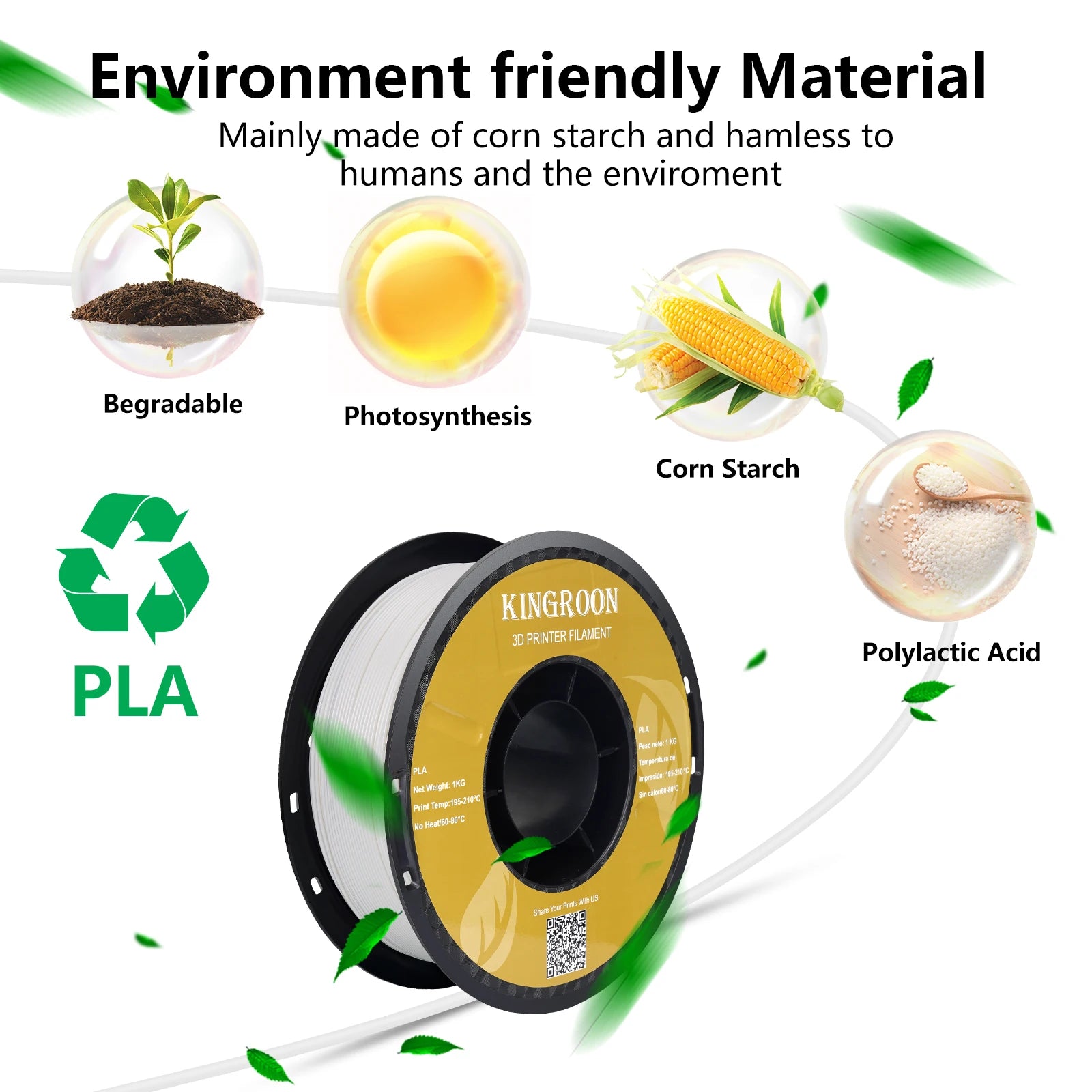 10kg (22lb) Multicolor PLA Filament – 10 × 1kg (2.2lb) Spools, 1.75mm for FDM 3D Printing
