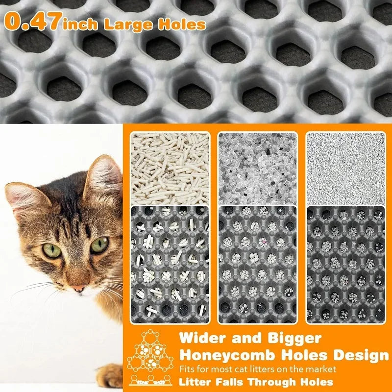 Cat Litter Mat 2-Layer Waterproof Non-Slip Washable EVA Floor Protector – Sand Stopper (Multiple Sizes 11.8–35.4 in / 30–90 cm)