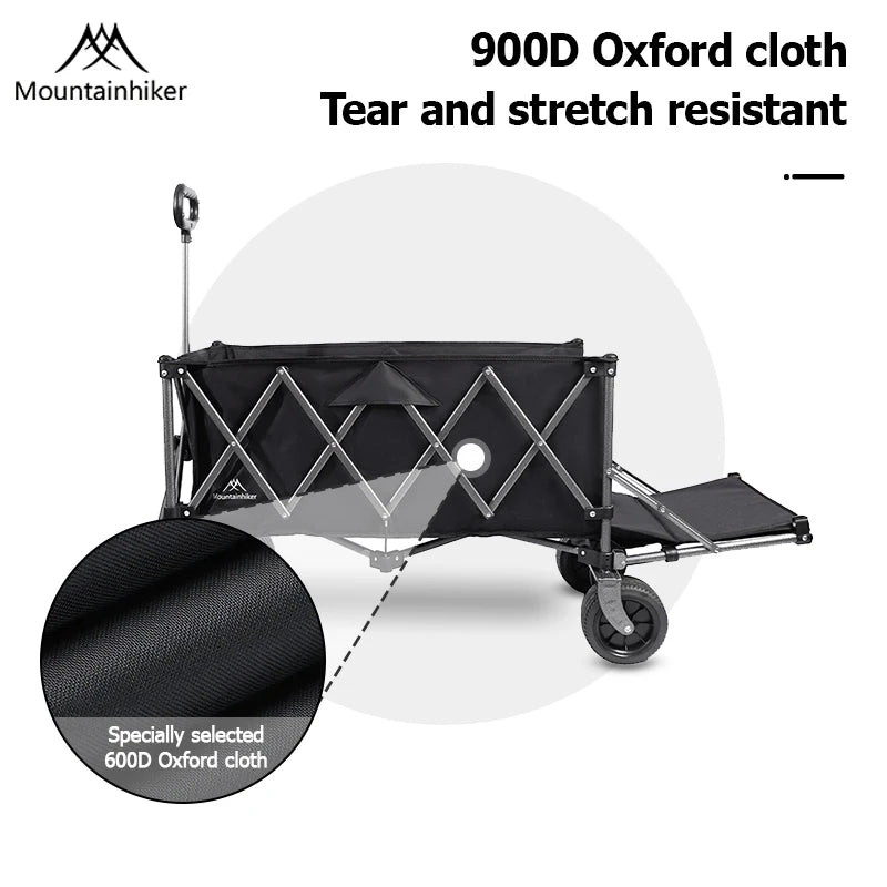 240L (63.4 gal) Camping Handcart Wagon – 900D Oxford Fabric & Iron Frame, Foldable Utility Cart, 2 Colors