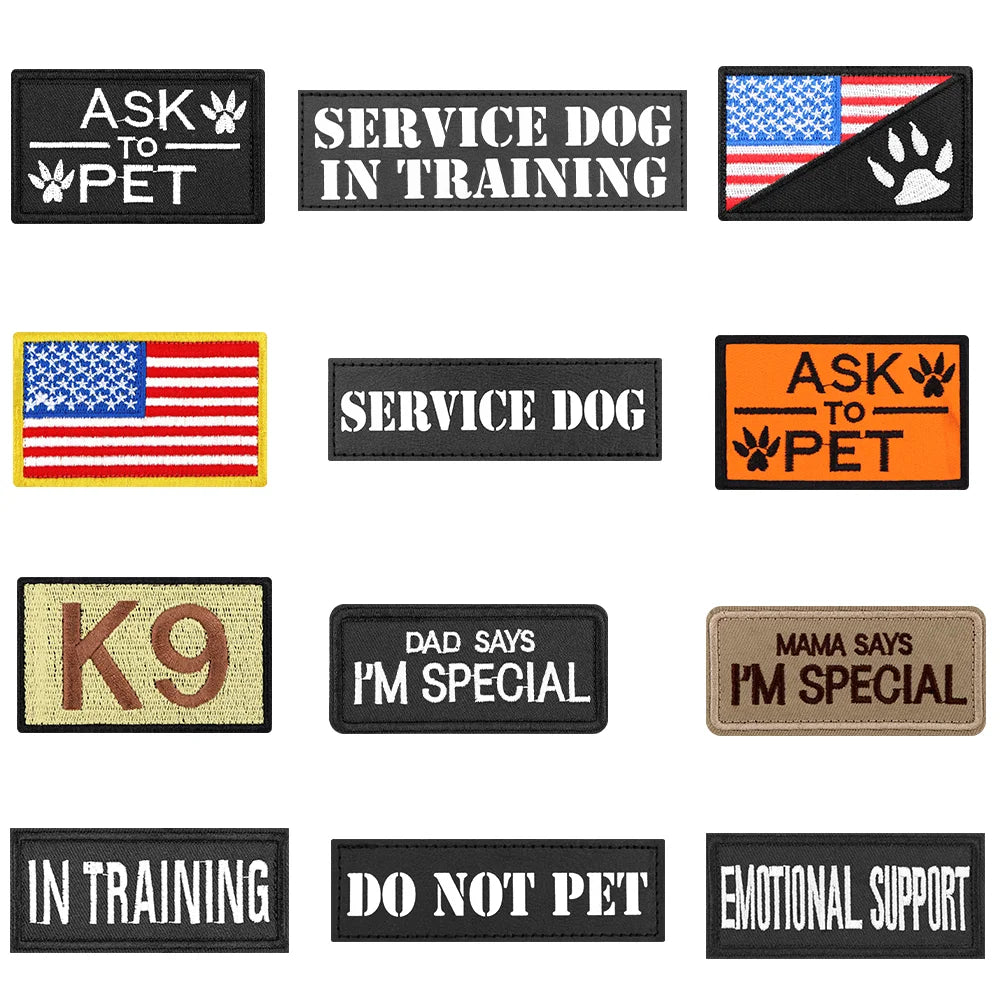 1-Pack Removable Embroidered Service Dog Patch – Tactical ID Patch for Harness, Vest & Leash (Fits Dogs & Cats)