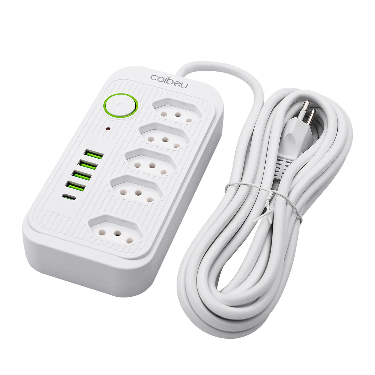 Power Extension Cord with Master Switch, 5m (16.4 ft) 100-240V AC, 10A Grounded Extension Socket