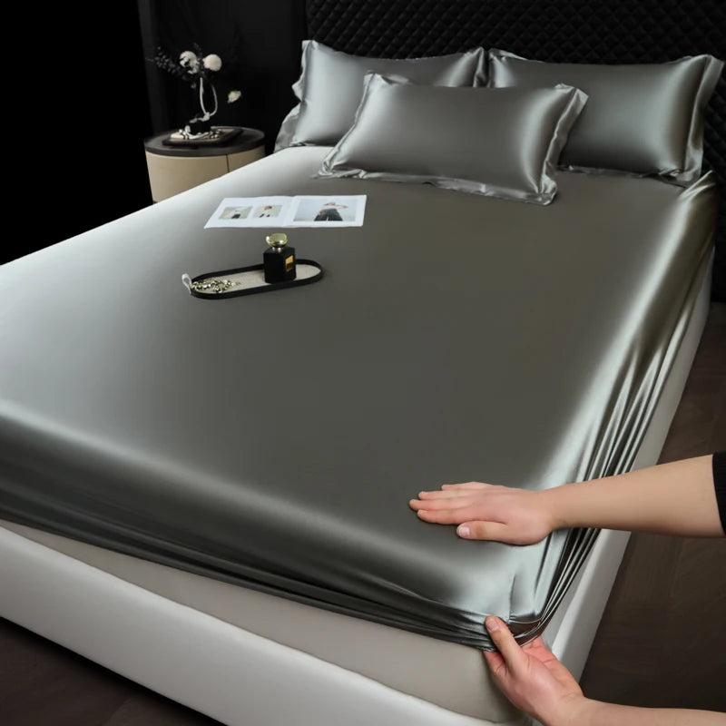 Satin-Feel Polyester Fitted Sheet - Deep Pocket Elastic Fitted Sheet (Fits up to 35 cm / 14 in) | Multiple Sizes & 16 Colors