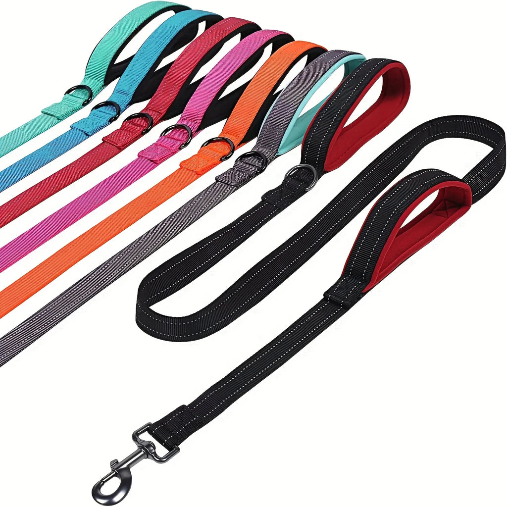 Heavy Duty Double Handle Dog Leash - Dual Handle Training Lead for Outdoor Travel & Greater Control
