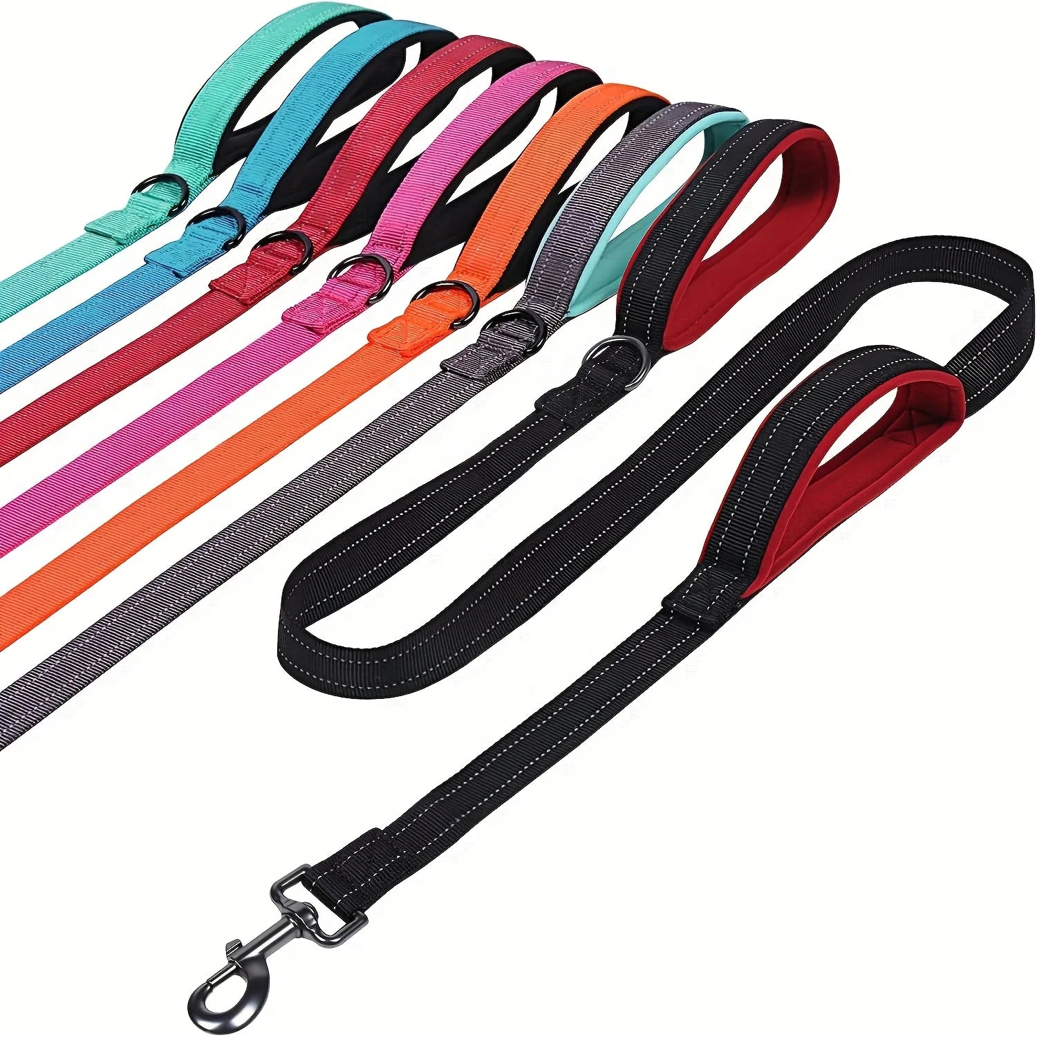 Heavy Duty Double Handle Dog Leash - Dual Handle Training Lead for Outdoor Travel & Greater Control