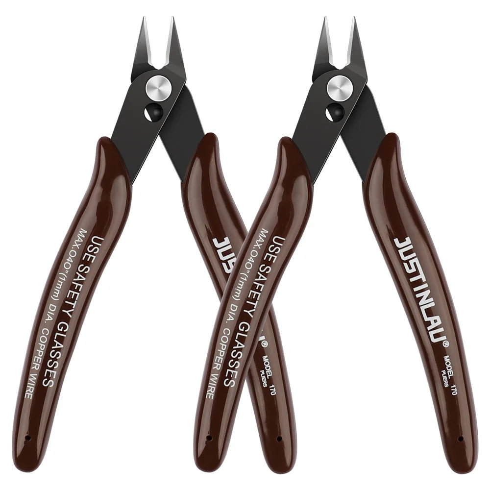 2-Pack Mini Flush Cutting Pliers – Precision Diagonal Wire Cutters for Electrical & Metal Work, Left-Handed