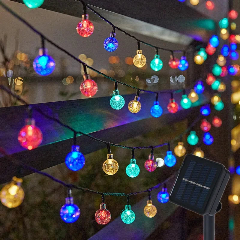 Solar Crystal Globe LED String Lights - IP65 Waterproof Solar Fairy Lights, 20/50/100 LED 5m/10m (16.4ft/32.8ft) for Garden, Patio & Party Decor
