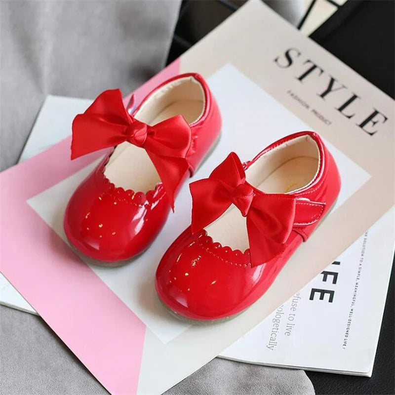 Toddler & Little Girls Patent Leather Mary Janes with Big Bow, Princess Party & School Flats