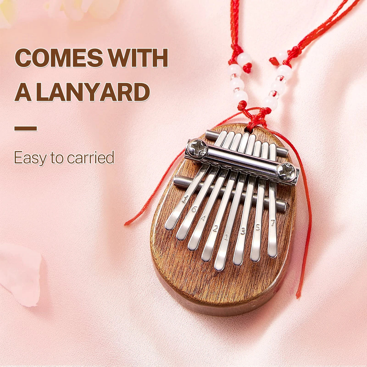 Mini 8-Key Kalimba Thumb Piano Waterdrop Design Portable with Lanyard Kids Gift