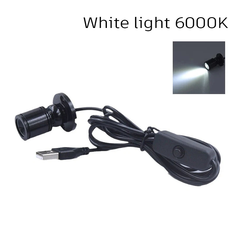 3W USB 5V LED Mini Spotlight - Surface Mount Rotatable Cabinet & Jewelry Display Light (Warm White + RGB)