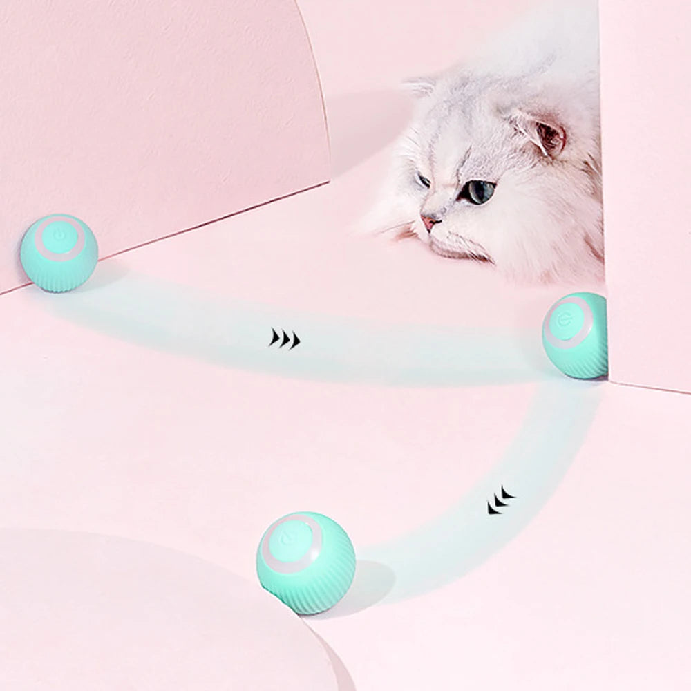 Automatic Rolling Cat Ball Toy – USB Rechargeable Interactive Self-Moving Kitten Toy for Indoor Play