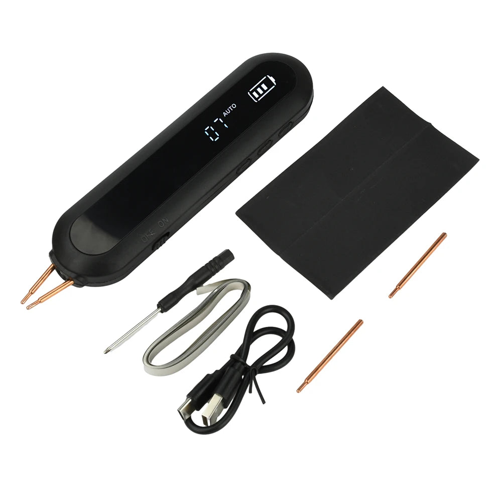 Handheld Portable Spot Welder Kit – 12 Power Levels, Built-In 2200mAh Battery, LED Work Light, Type-C Charging & Nickel Strips
