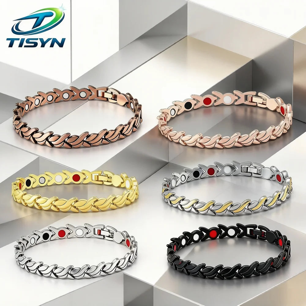 Women's Magnetic Therapy Bracelet - Zinc Alloy Animal Pattern Snake Chain with Toggle Clasp, Fashion Jewelry Gift