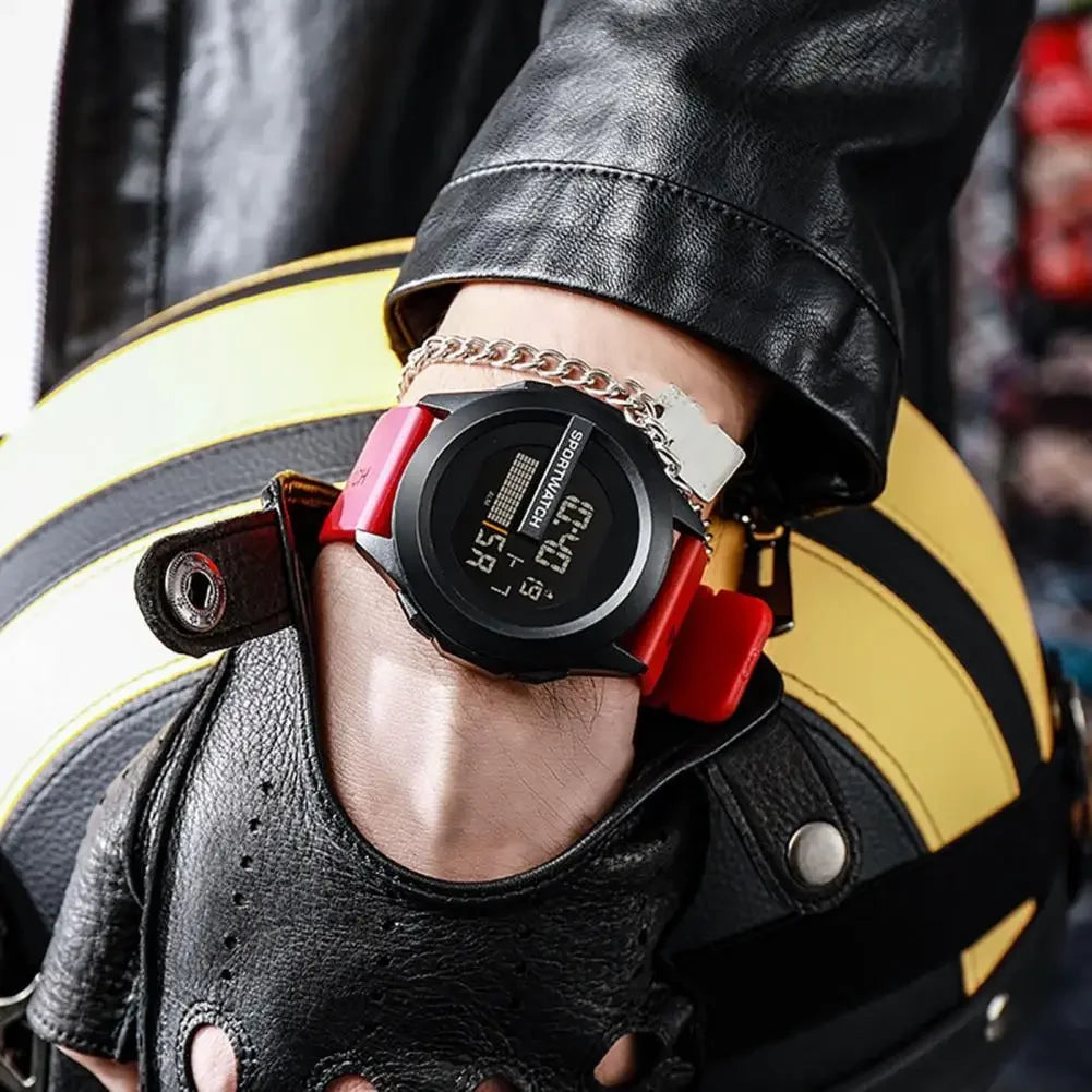 Men's LED Digital Sports Watch – 50mm Case, Waterproof 3ATM, Alarm & Stopwatch
