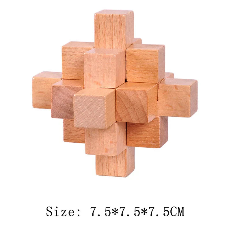 Wooden Lu Ban Brain Teaser 3D Puzzle – Educational Logic Game for Kids & Adults
