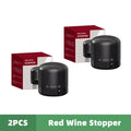 Vacuum Wine Bottle Stopper Pump — 1 or 2-Pack Push-Style Vacuum Seal with Date Marker, Reusable Wine Preserver (Black)