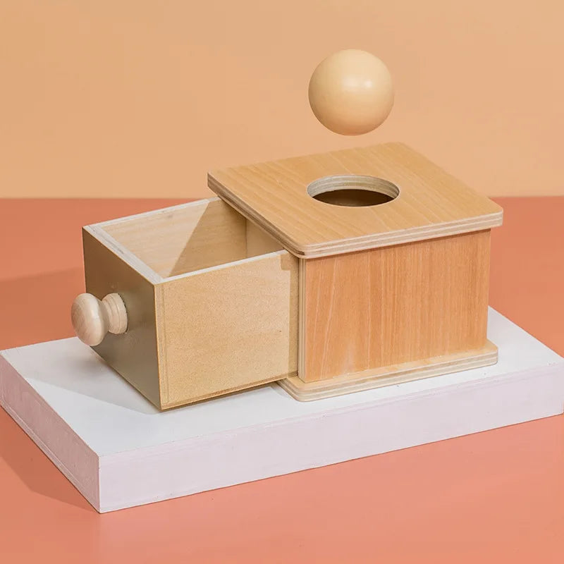 Montessori Wooden Coin Box Drawer Toy - Early Learning Shape Sorting & Counting Game for Babies and Toddlers