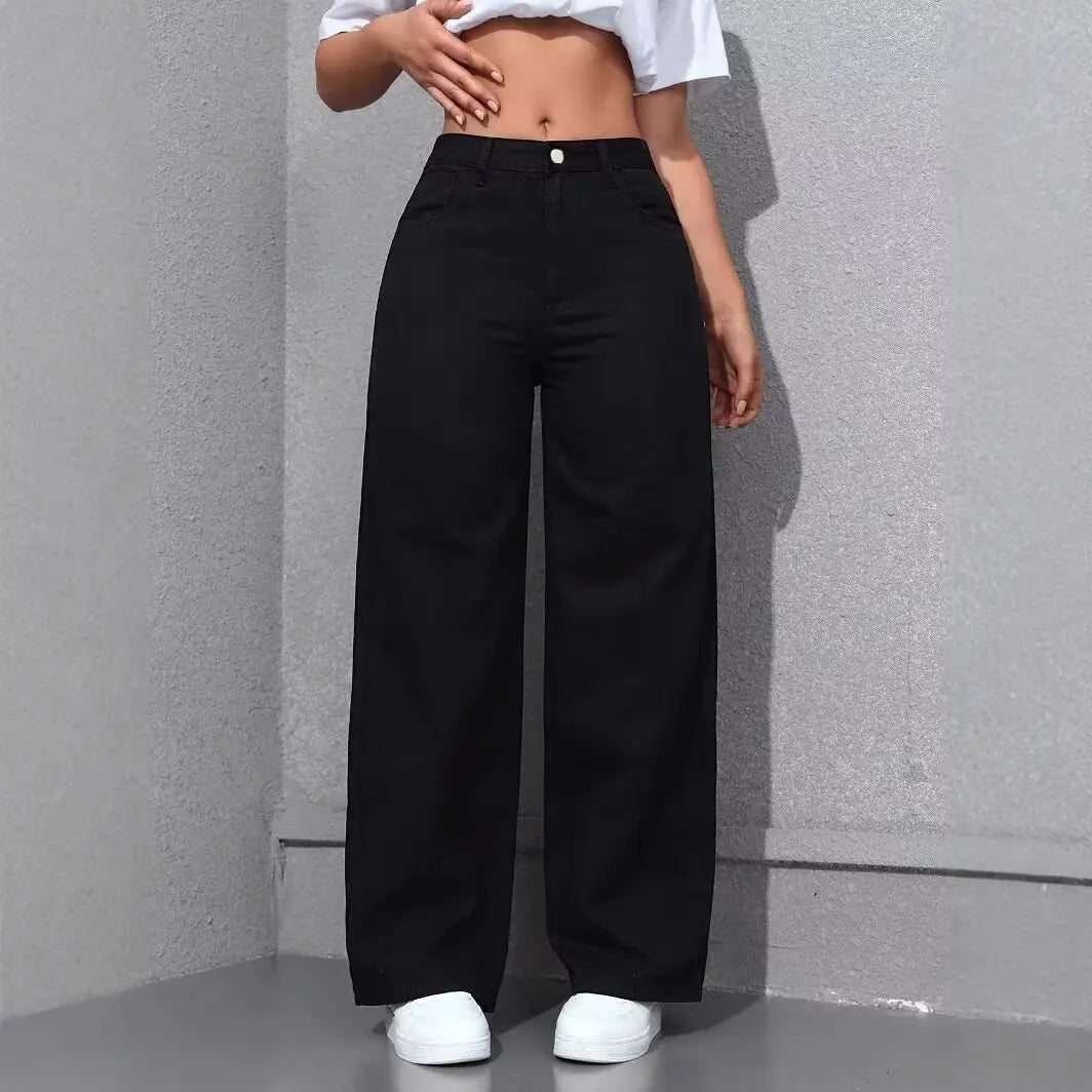 Women's High-Waist Wide-Leg Jeans S-5XL - Plus Size Straight-Leg Loose Casual Pants