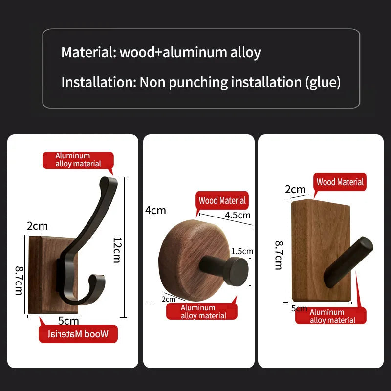 Aluminum Adhesive Robe Hook - Wall-Mounted Viscose Hook for Towels, Coats and Bags (1-3 Hooks)
